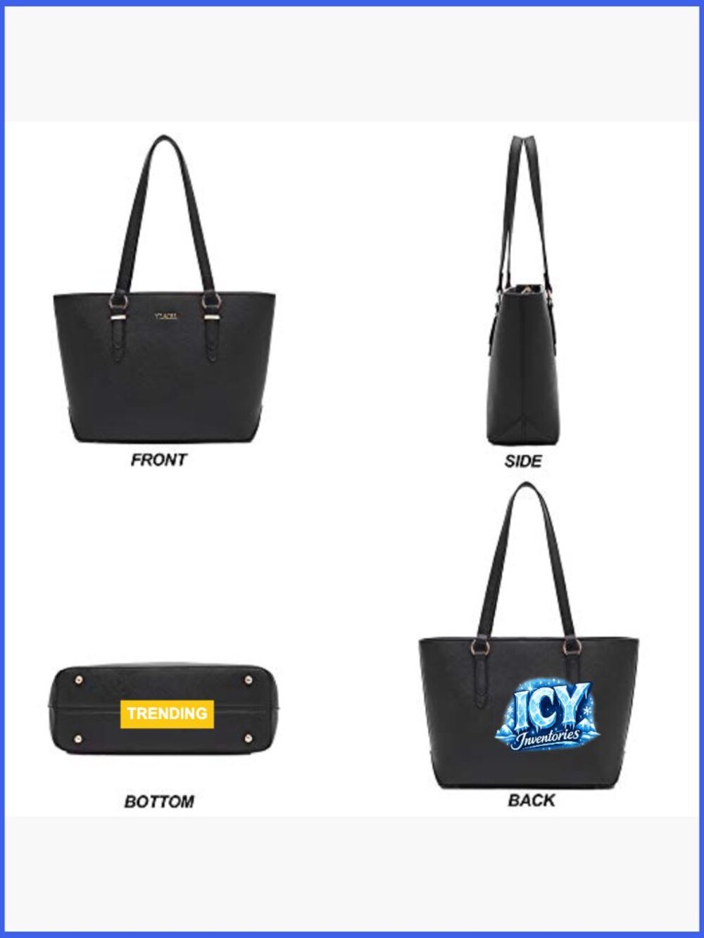 Faux Leather Tote Satchel Shoulder Purse Handbag Wallet Set - Picture 6 of 7